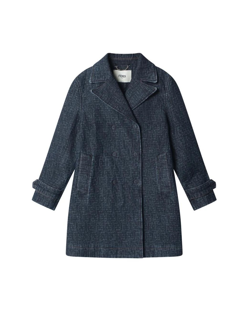 Fendi Blue Double-Breasted Coats
