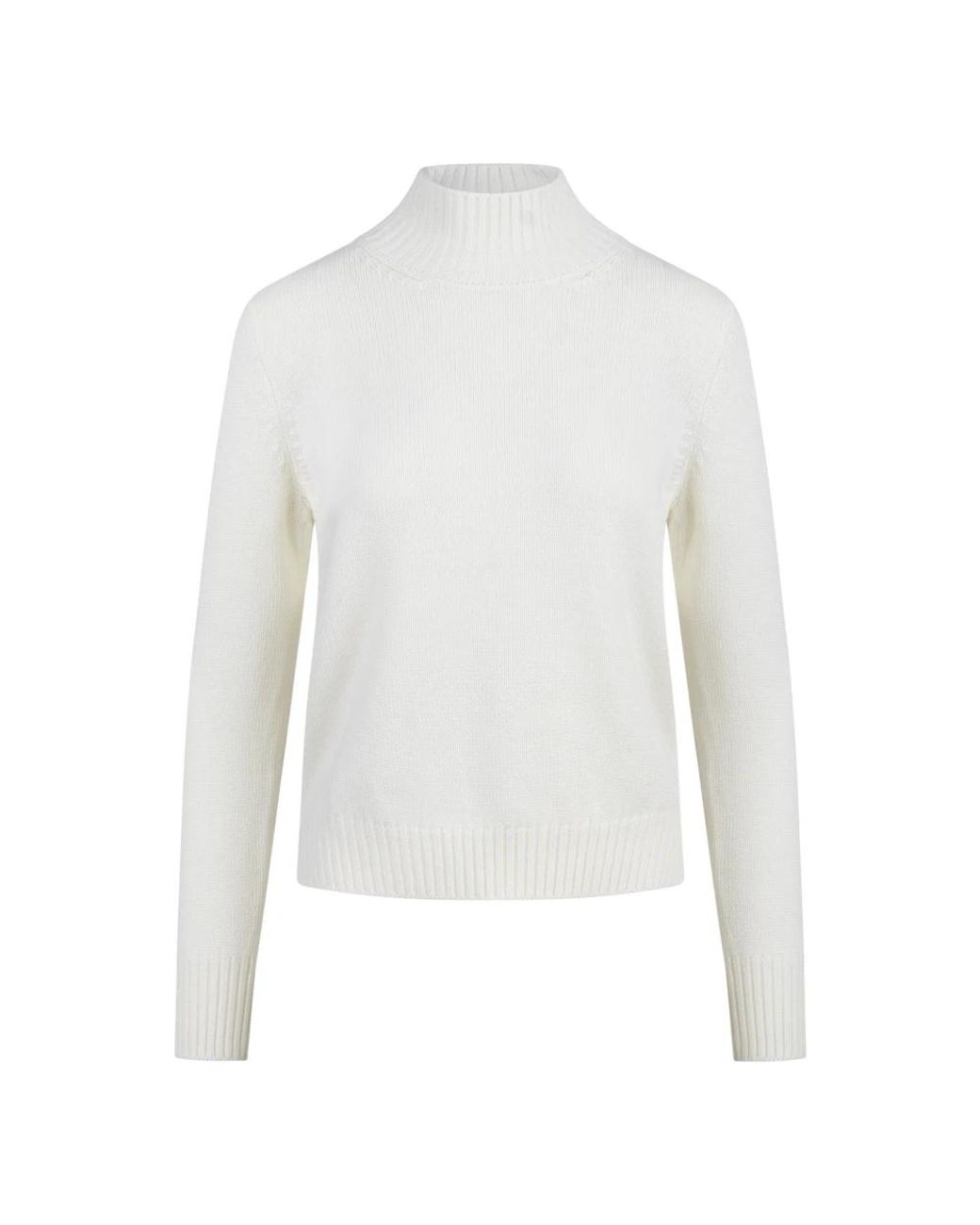 Gran Sasso White Basic-Rollkragenpullover Mit Schlitz