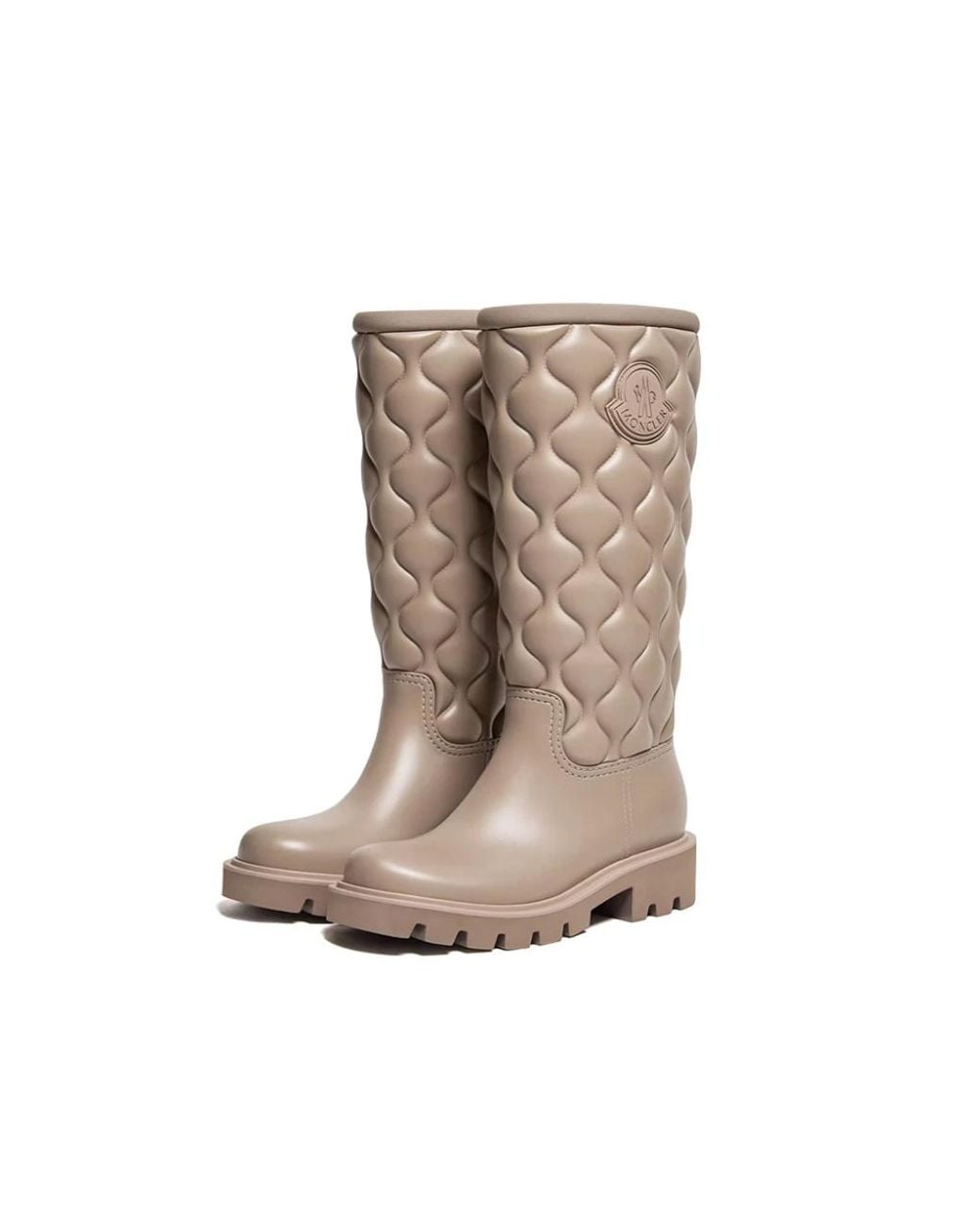 Moncler Brown Quilted Knee-High Rain Boots