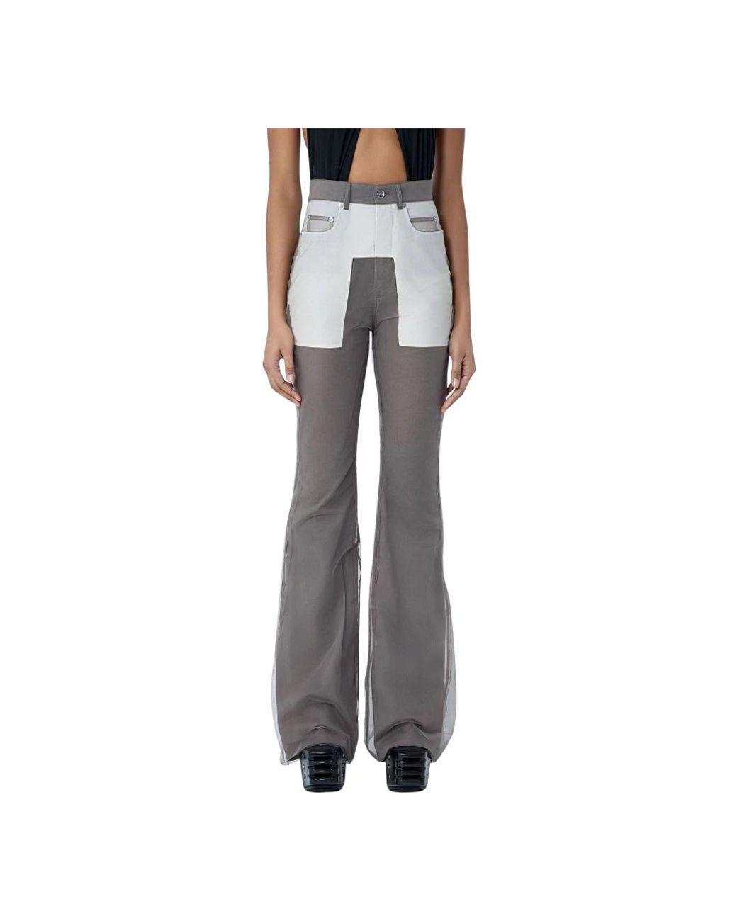 Rick Owens Gray Wide Trousers