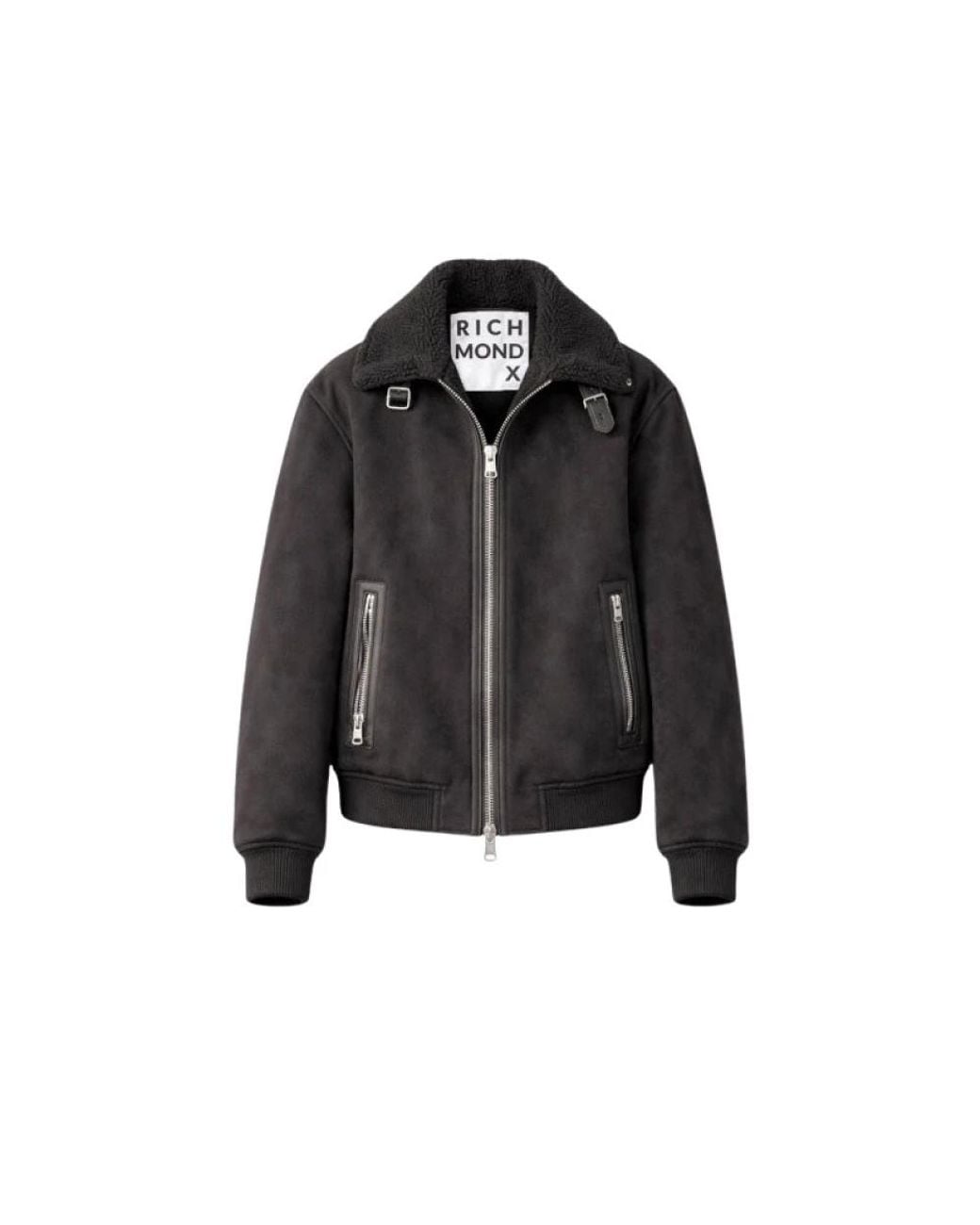 RICHMOND Black Faux Fur & Shearling Jackets for men