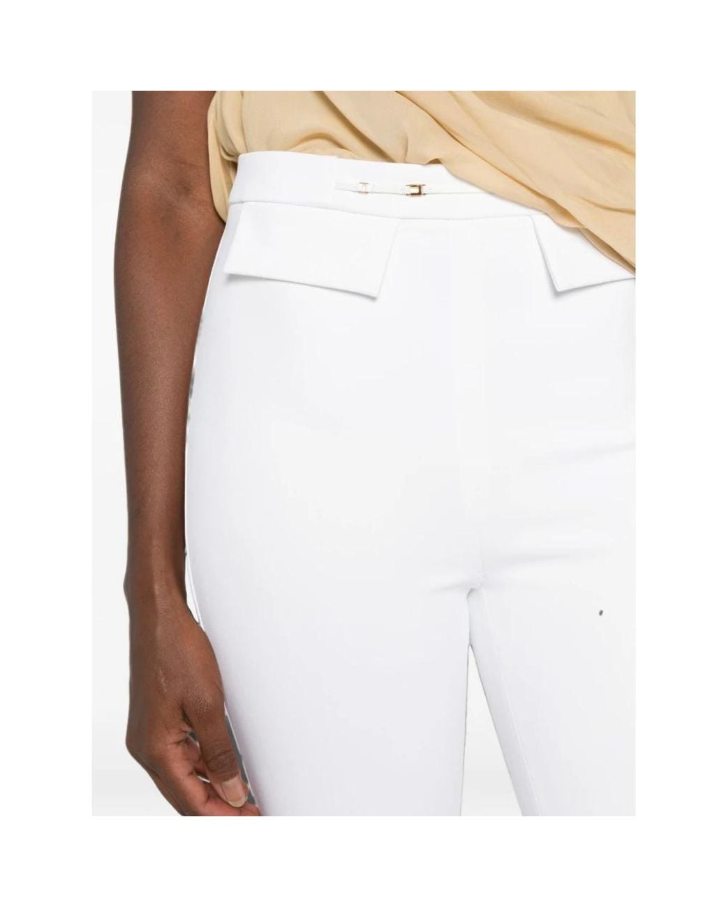 Elisabetta Franchi White Cropped Trousers