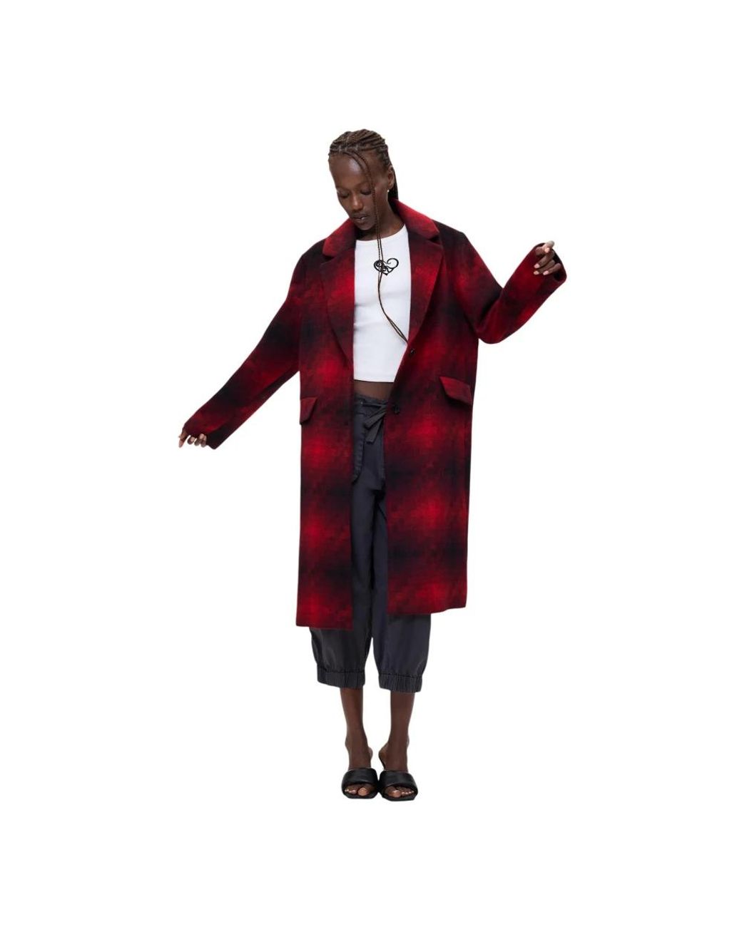 Desigual Red Single-Breasted Coats