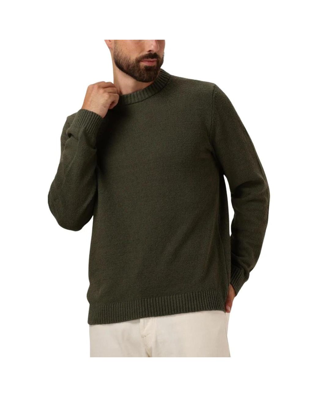 SELECTED Grüner Strick-Crew-Neck-Pullover in Green für Herren
