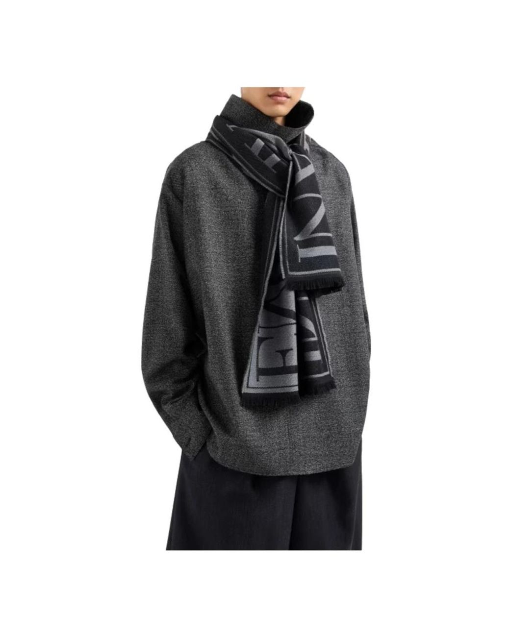 Emporio Armani Gray Winter Scarves for men