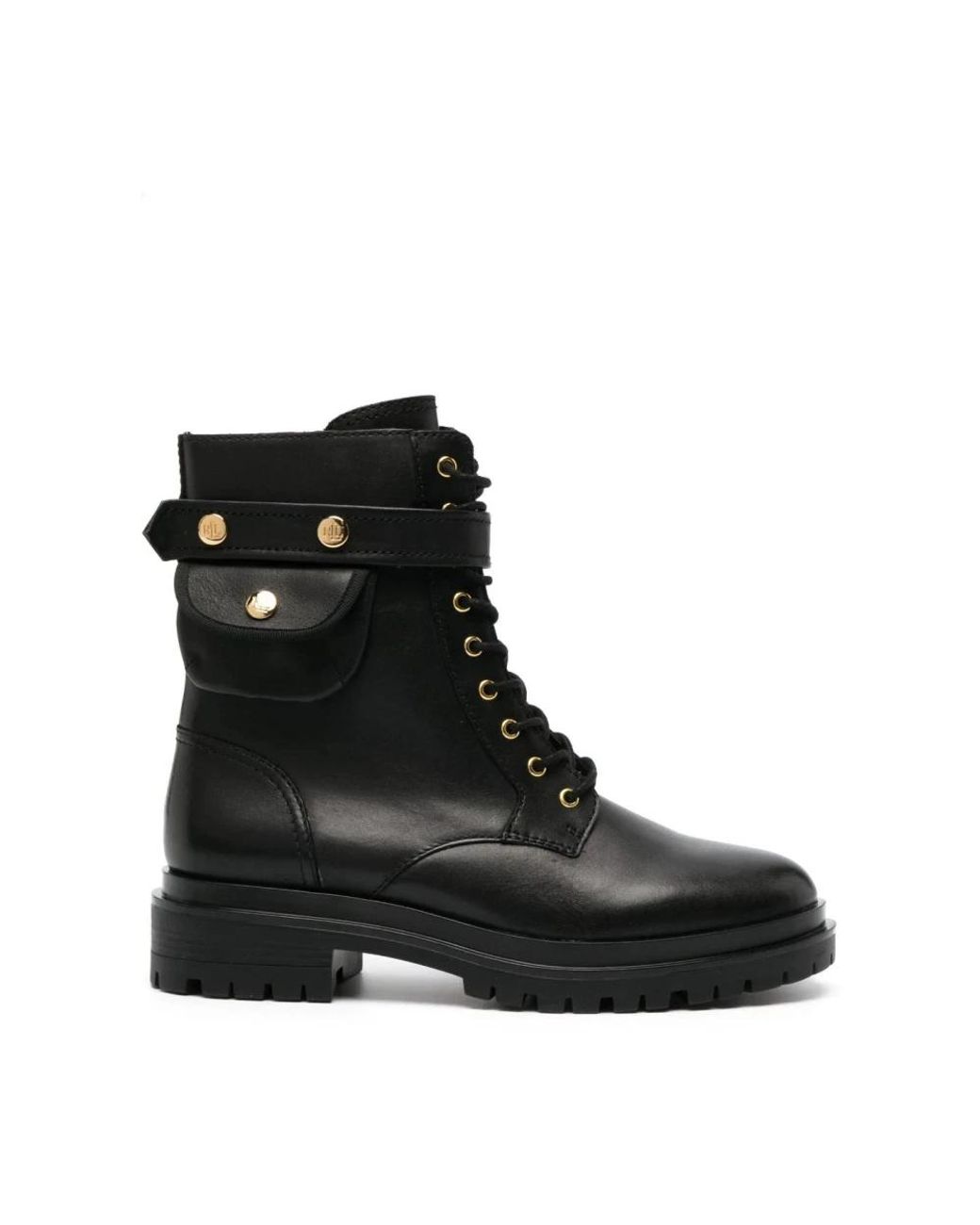 Ralph Lauren Black Lace-Up Boots