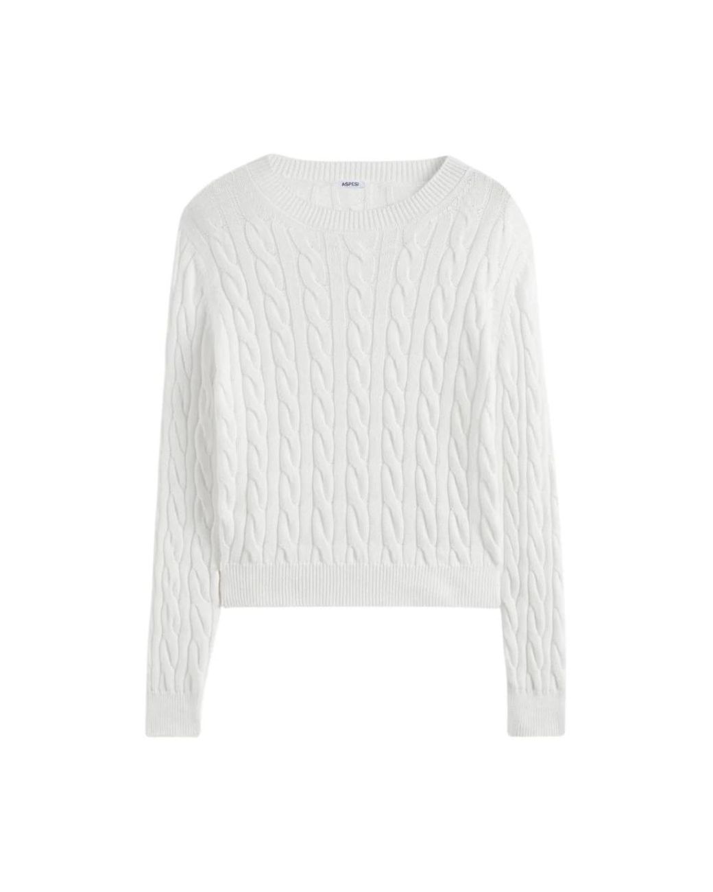 Aspesi Truien & Vesten ,Wit ,Katoen Biologisch Katoenen Longsleeve Ronde Hals Shirt in het White