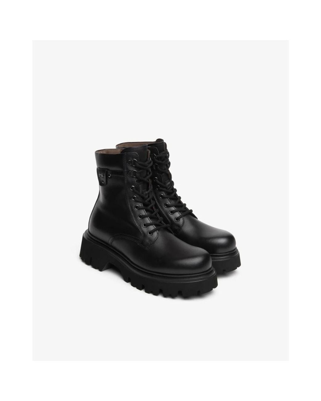 Nero Giardini Black Lace-Up Boots
