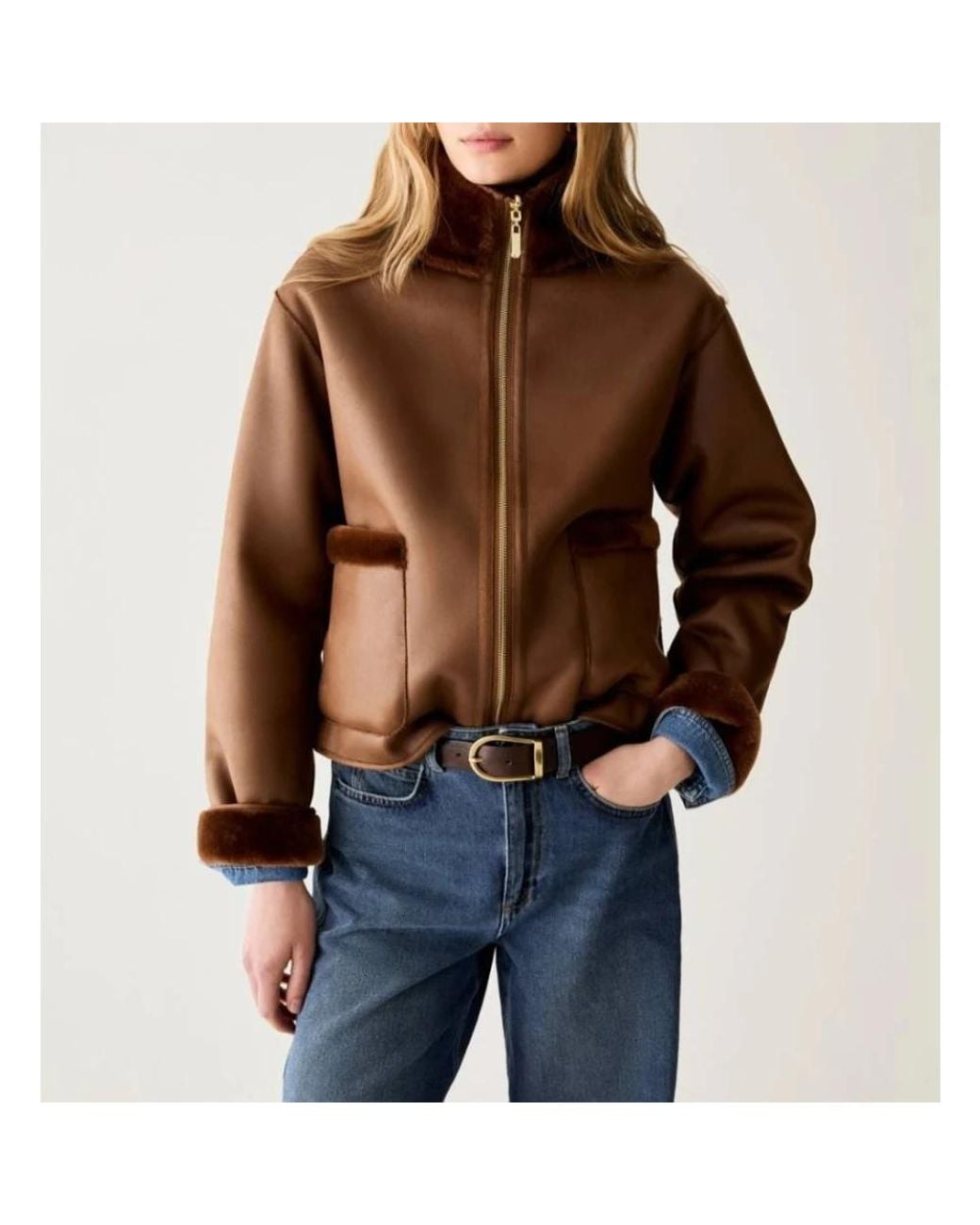 Pennyblack Brown Faux Fur & Shearling Jackets