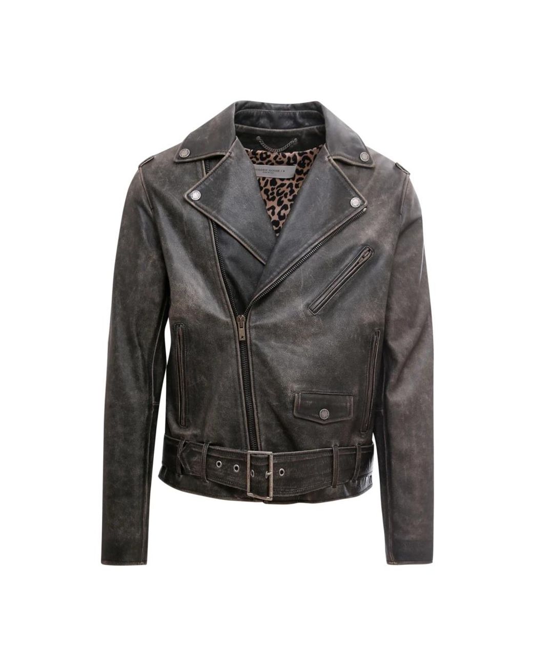 Golden Goose Deluxe Brand Gray Leather Jackets for men