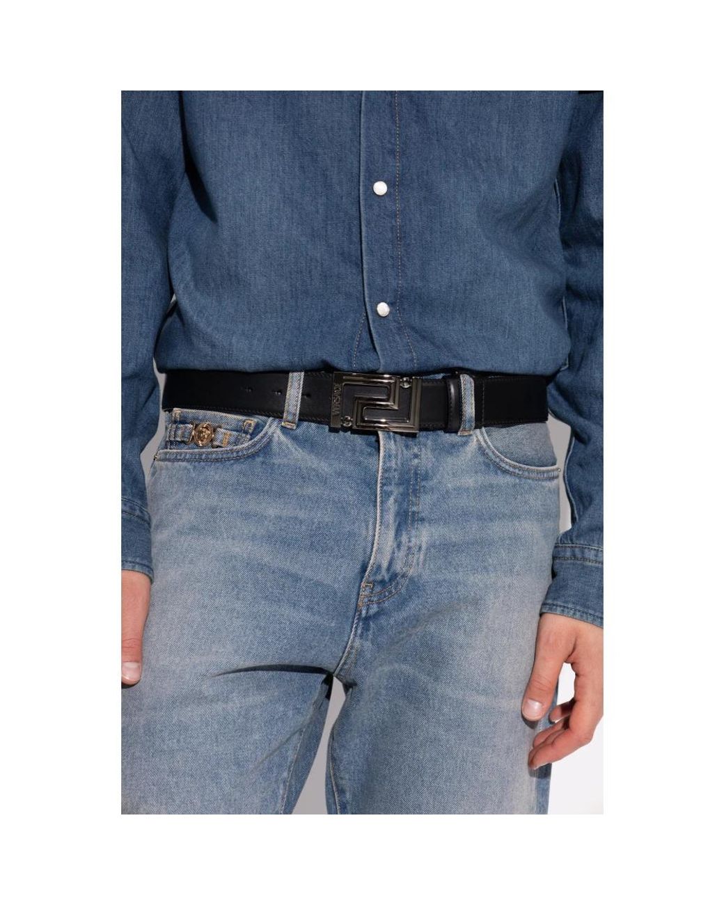 Versace Accessoires ,Zwart ,Leer Leren Riem in het Black voor heren
