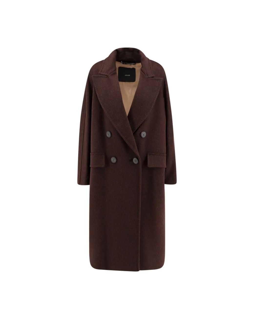 Max Mara Jassen ,Zwart ,Wol Double-Breasted Jas in het Brown