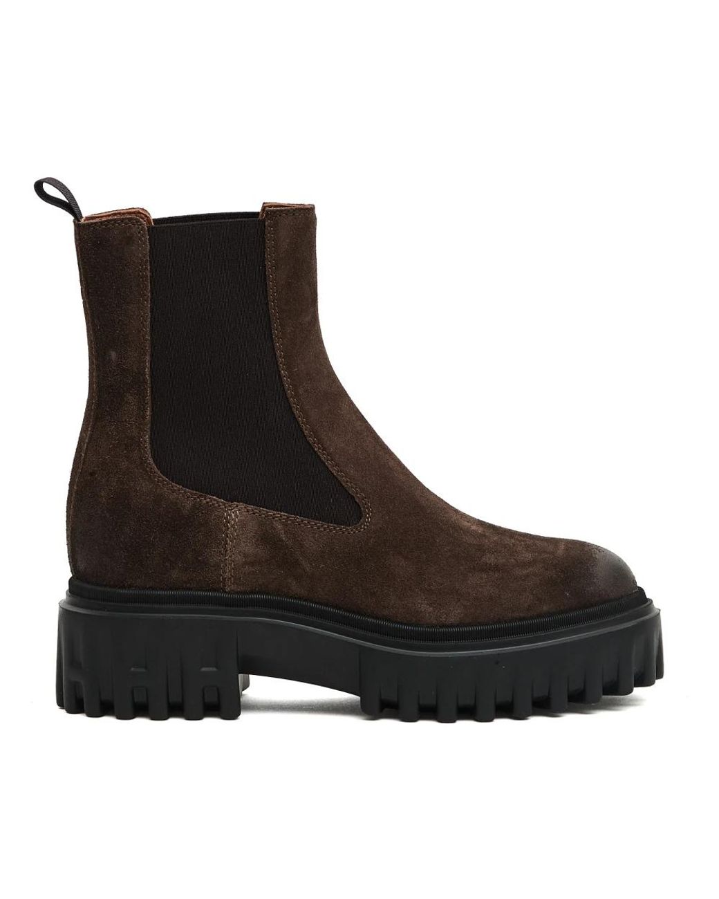 Hogan Brown Chelsea Cam Rubber Stripes H Boots