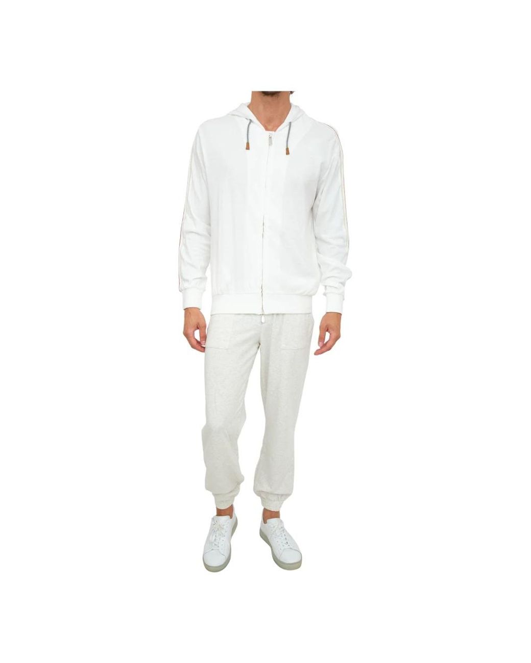 Eleventy White Zip-Throughs for men