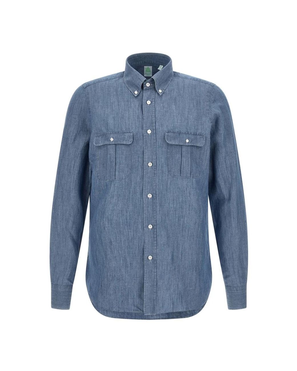Finamore 1925 Blue Denim Shirts for men