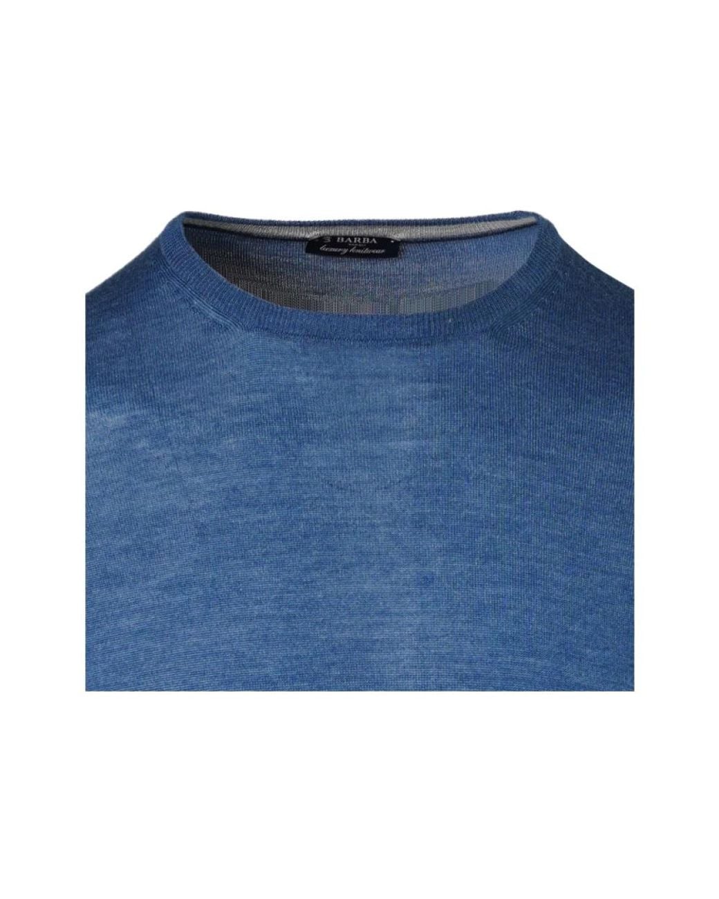 Barba Napoli Blue Round-Neck Knitwear for men