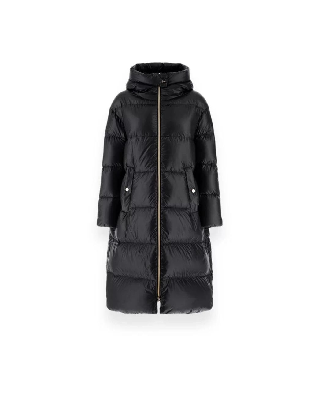 Chaqueta De Plumas Negra Con Detalles Dorados, Mujer, Talla Herno de color Black