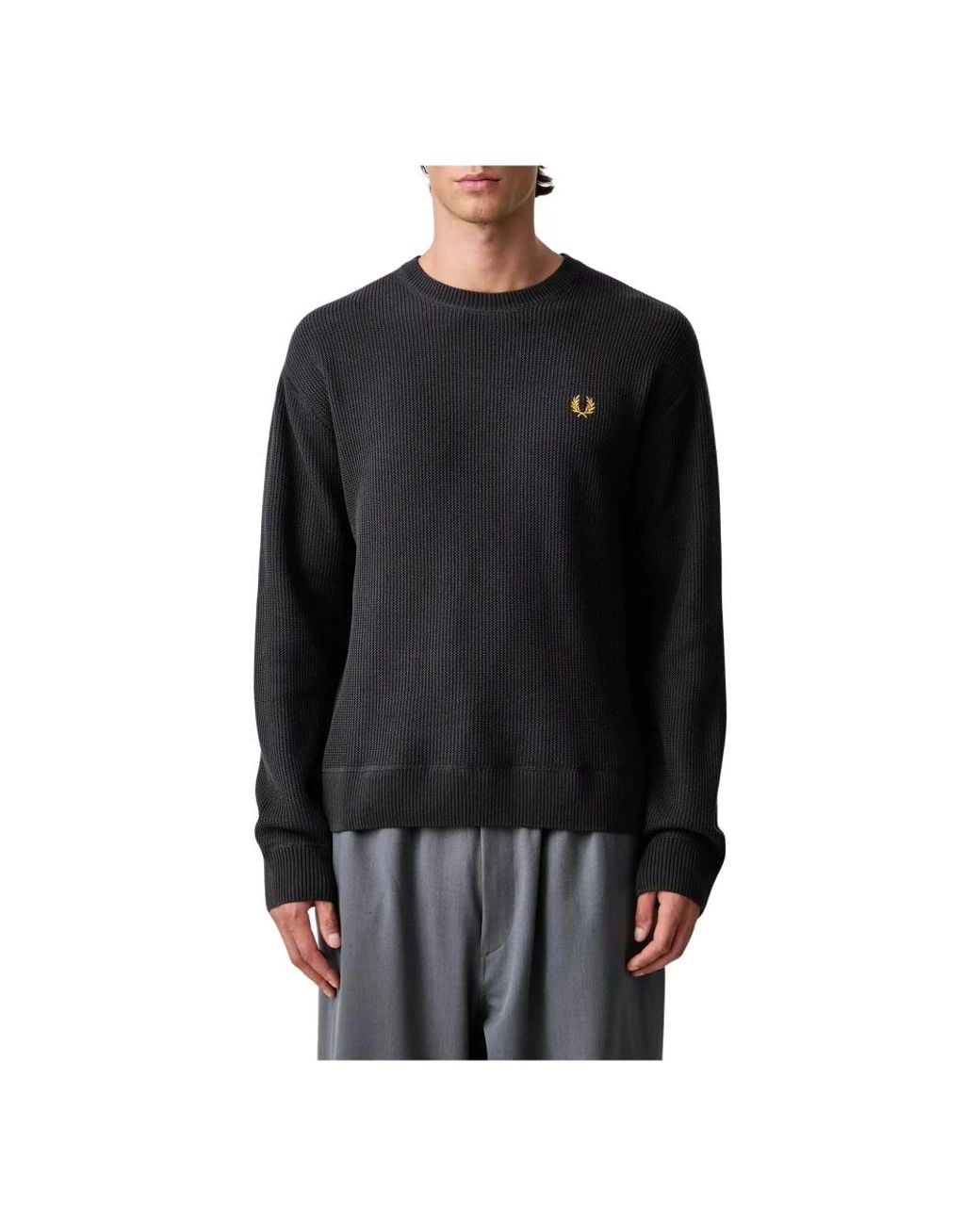 Fred Perry Strukturierter Pullover in Black für Herren