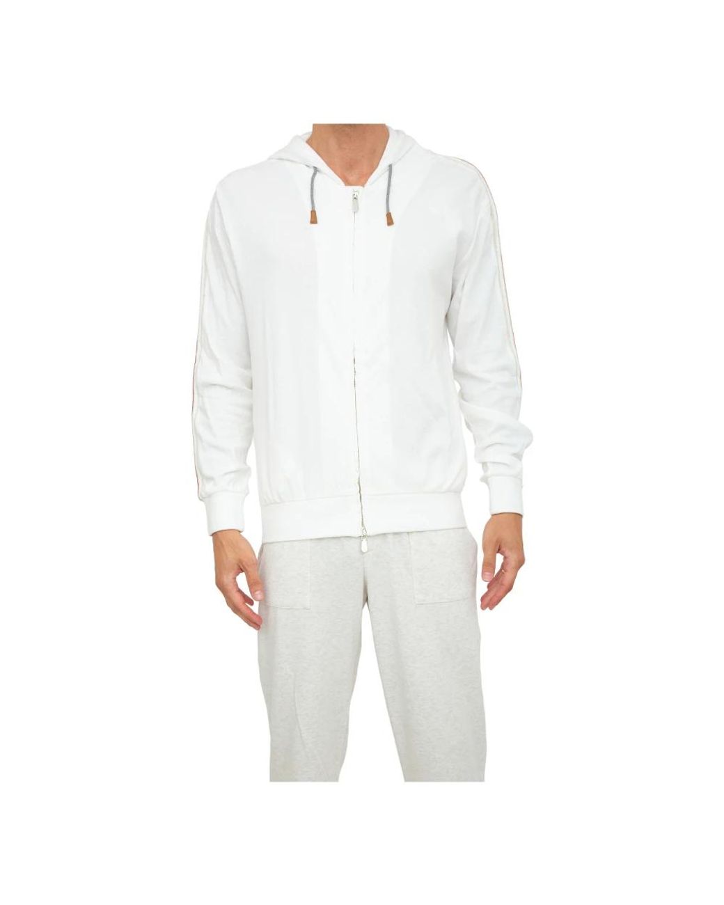 Eleventy White Zip-Throughs for men