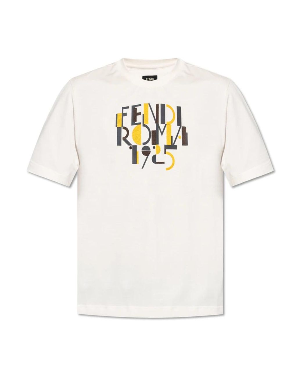 Fendi Tops ,Wit ,Katoen Logo T-Shirt in het White voor heren