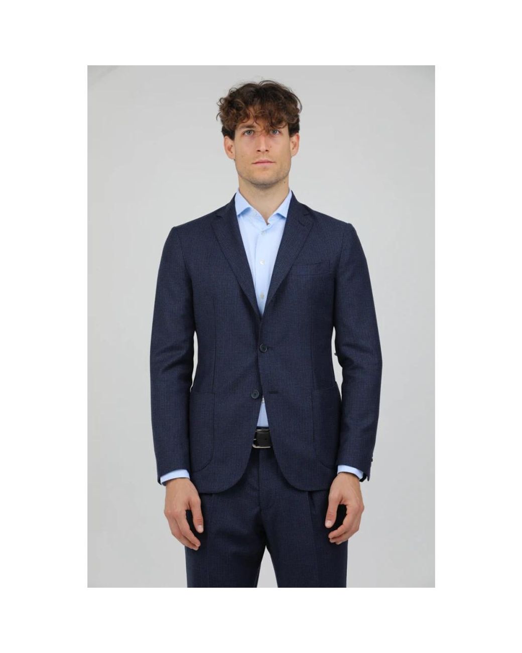 Santaniello Blue Single Breasted Suits for men