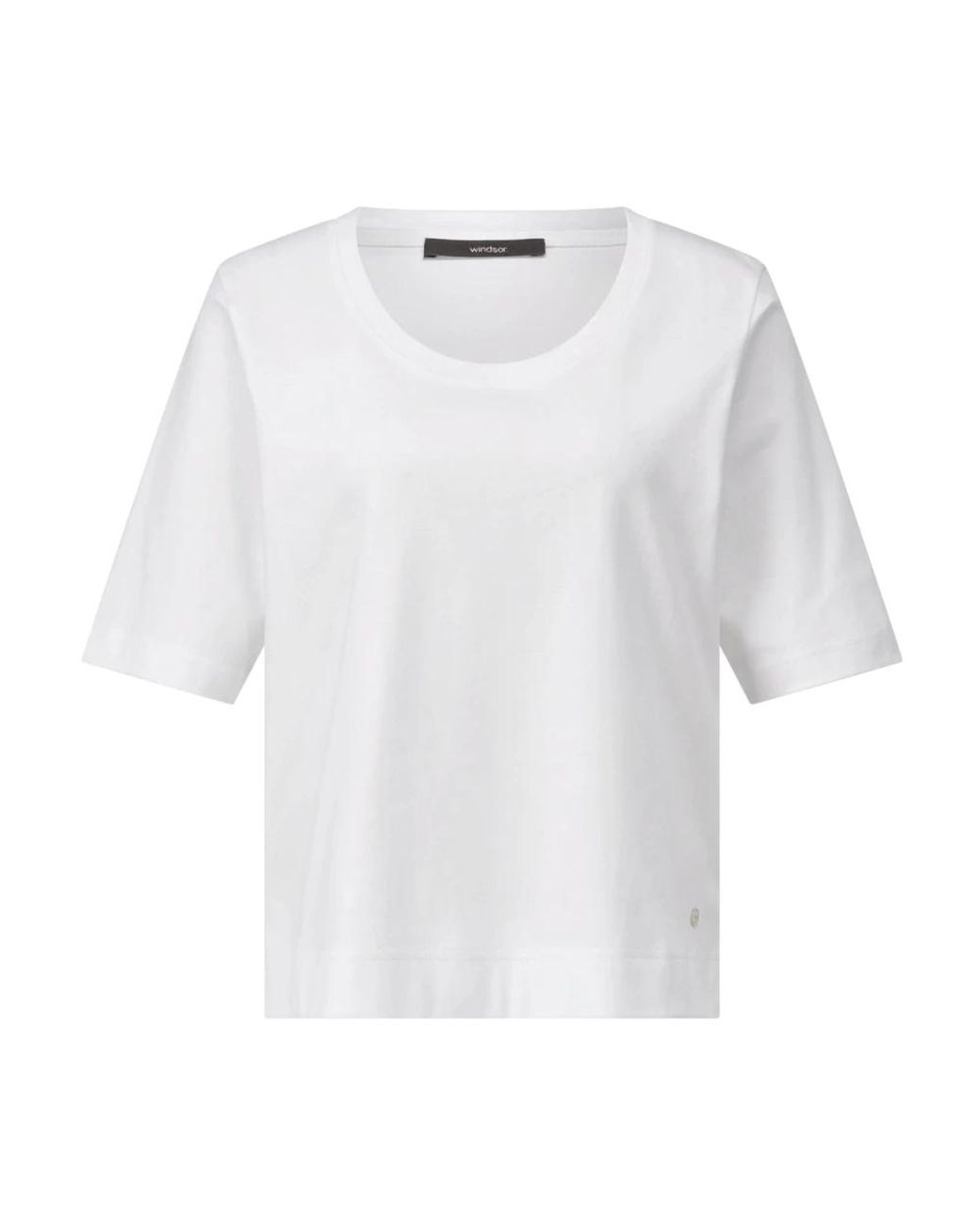 Windsor. Tops ,Wit ,Katoen Katoenen T-Shirt Met Klassieke Stijl in het White