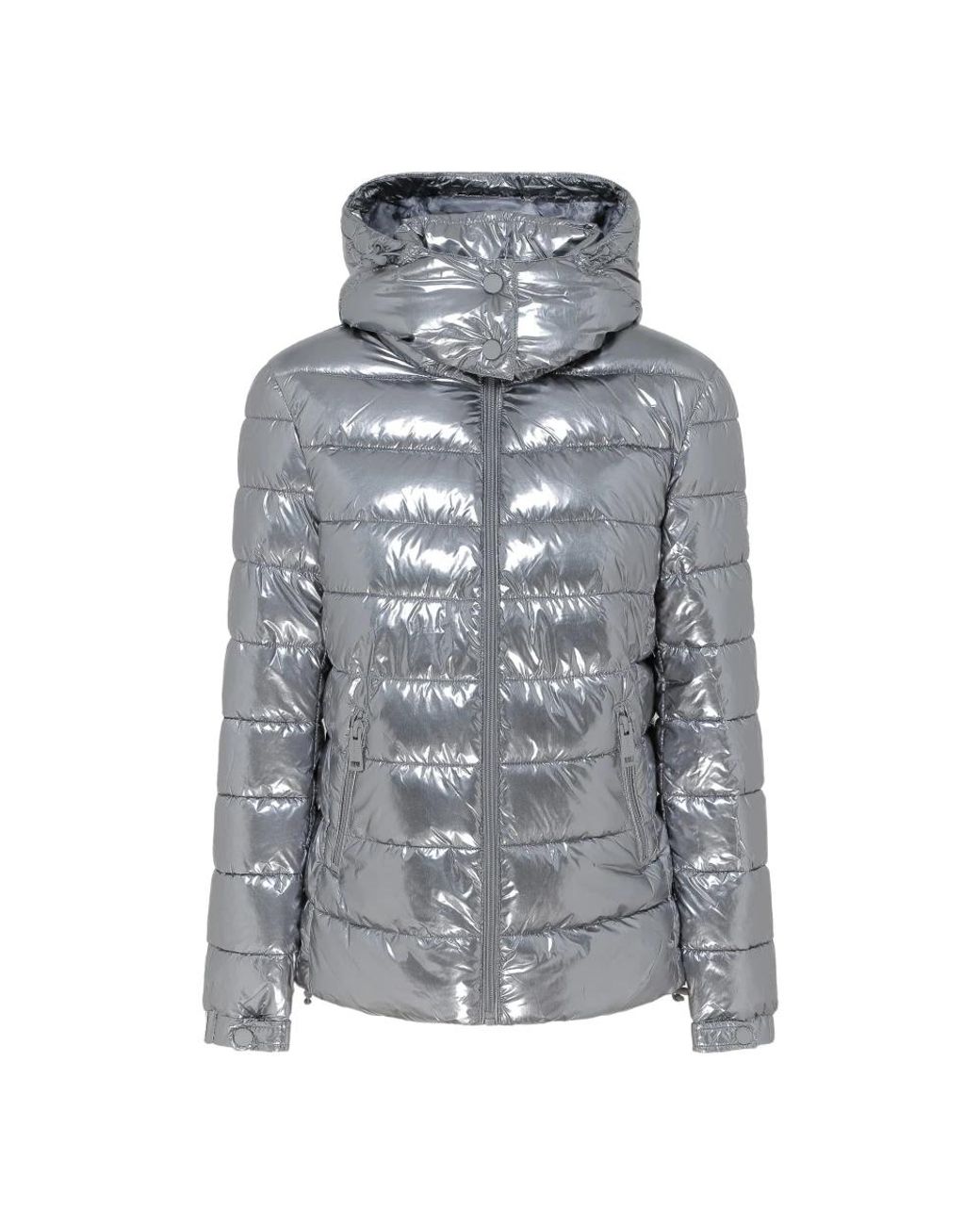Guess Jassen ,Grijs ,Zilveren Puffer Jacket in het Gray