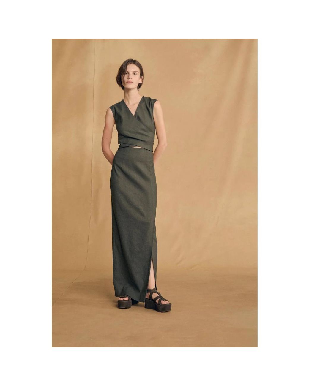 Cortana Green Sleeveless Tops
