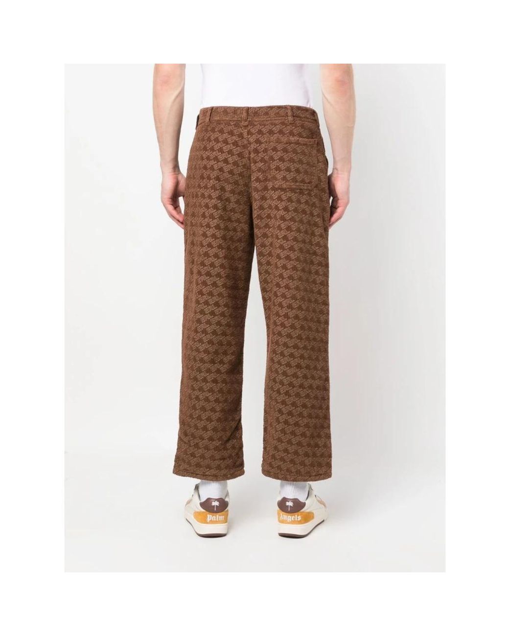 ERL Brown Straight Trousers for men