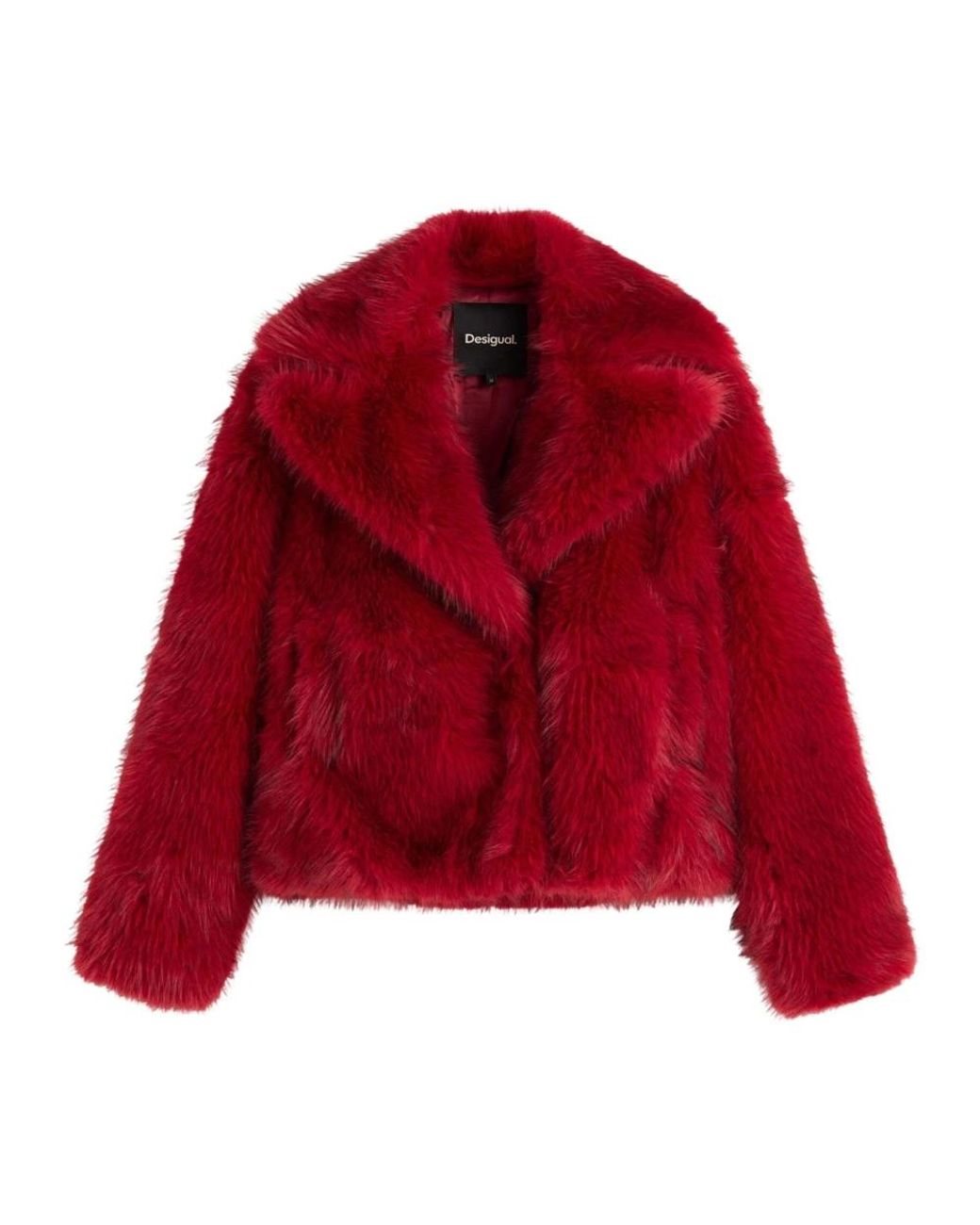 Desigual Red Faux Fur & Shearling Jackets