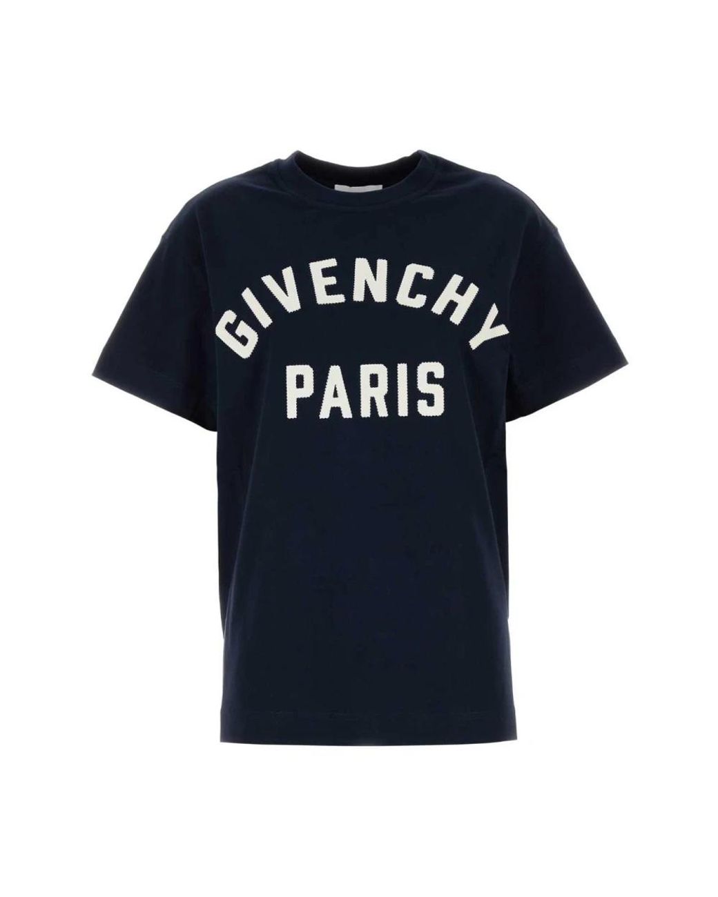 Givenchy Tops ,Blauw ,Katoen Logo Print Crew Neck T-Shirt in het Blue