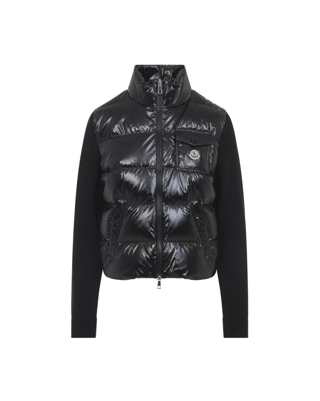 Moncler Jassen ,Zwart ,Wol Padded Wool Zip-Up Cardigan in het Black