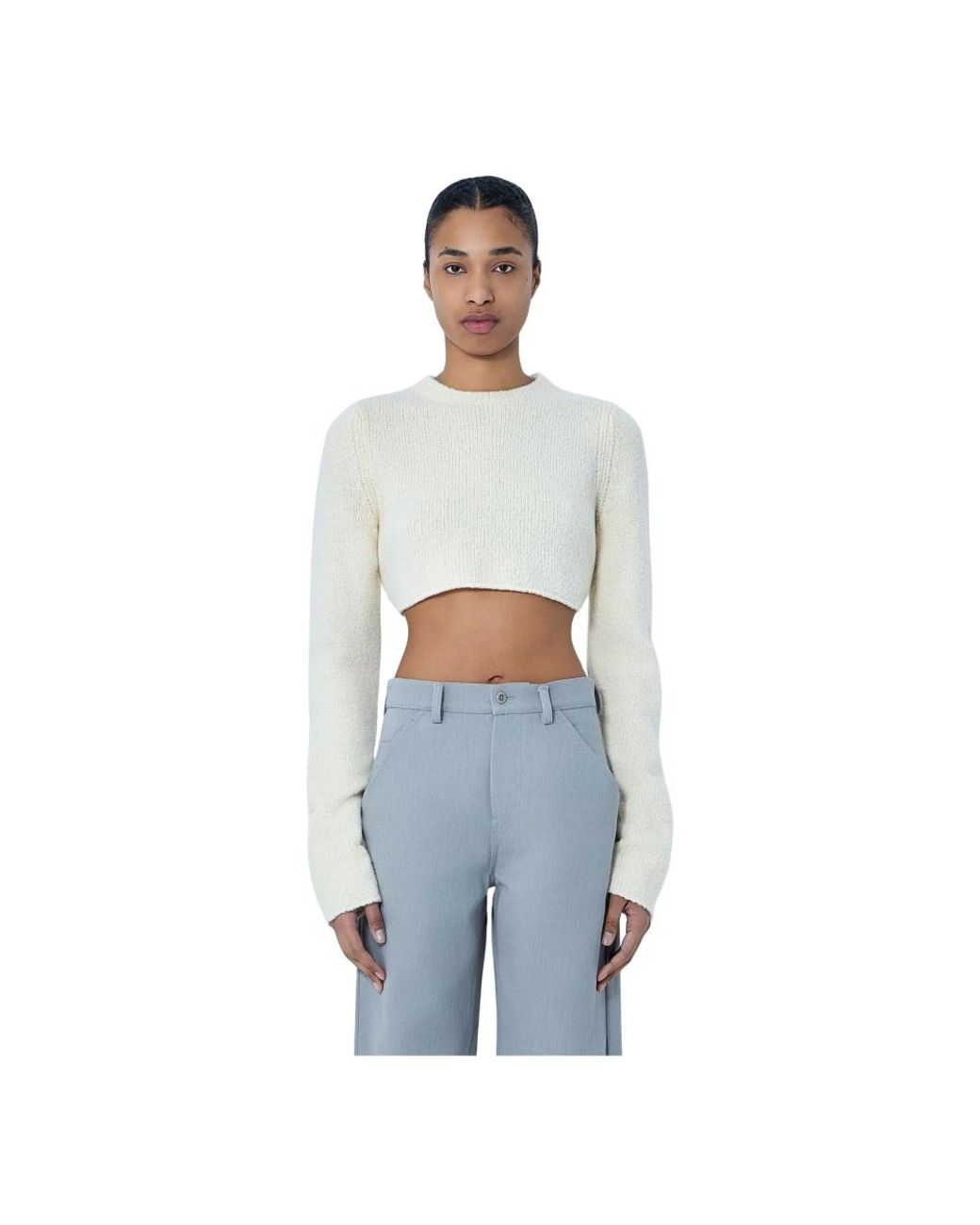 Rier White Cropped Strickpullover