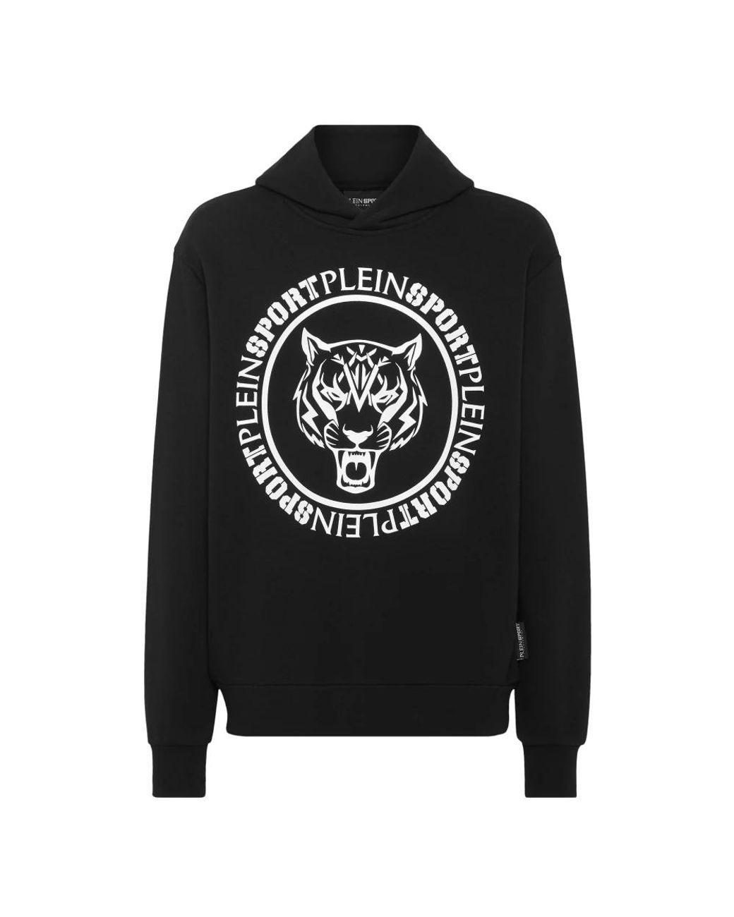 Philipp Plein Fitness ,Zwart ,Katoen Hooded Sweatshirt Carbon Tiger in het Black voor heren