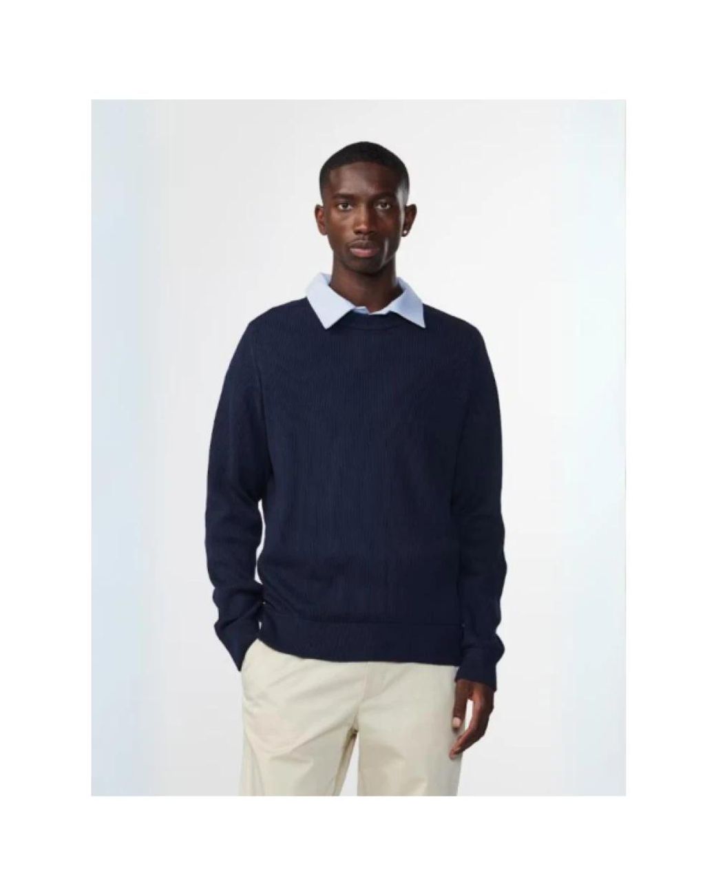 NN07 Gerippter baumwollpullover in Blue für Herren