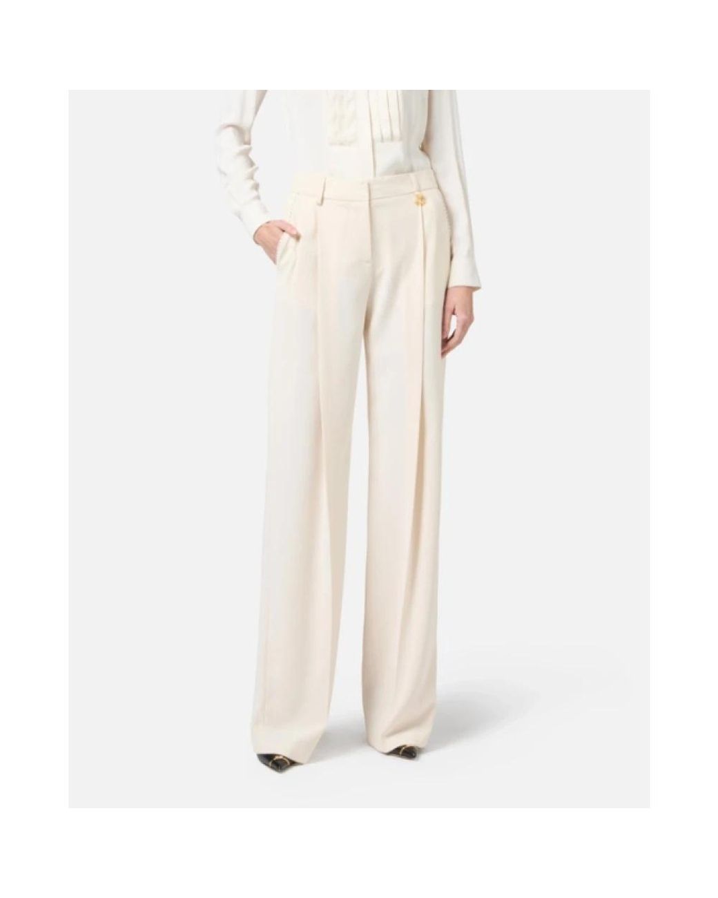 Elisabetta Franchi White Wide Trousers