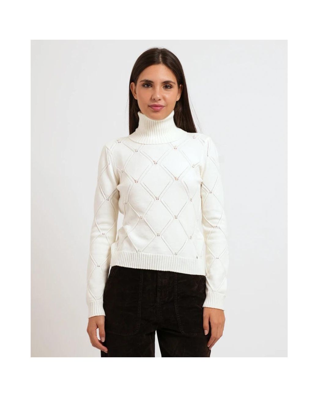 GAUDI White Rollkragenpullover Strick