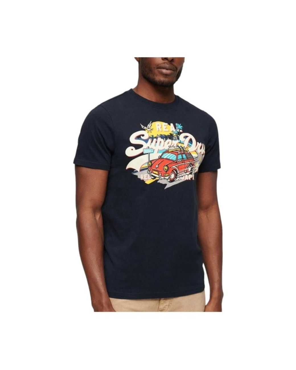 Superdry Tops ,Zwart ,Grafische Eclipse Zomer Vibes T-Shirt in het Blue voor heren