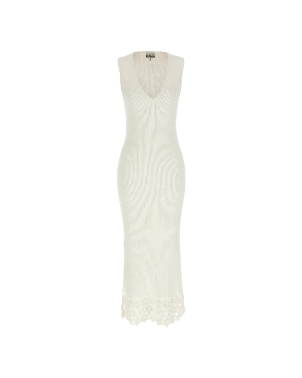 Ganni White Knitted Dresses