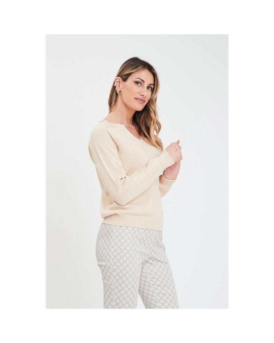 Gran Sasso Natural V-Neck Knitwear