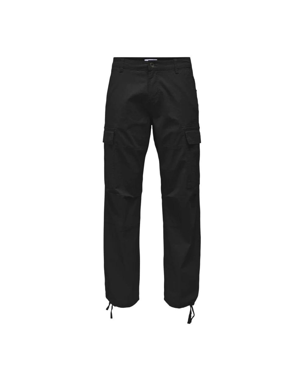 Only & Sons Black Straight Trousers for men