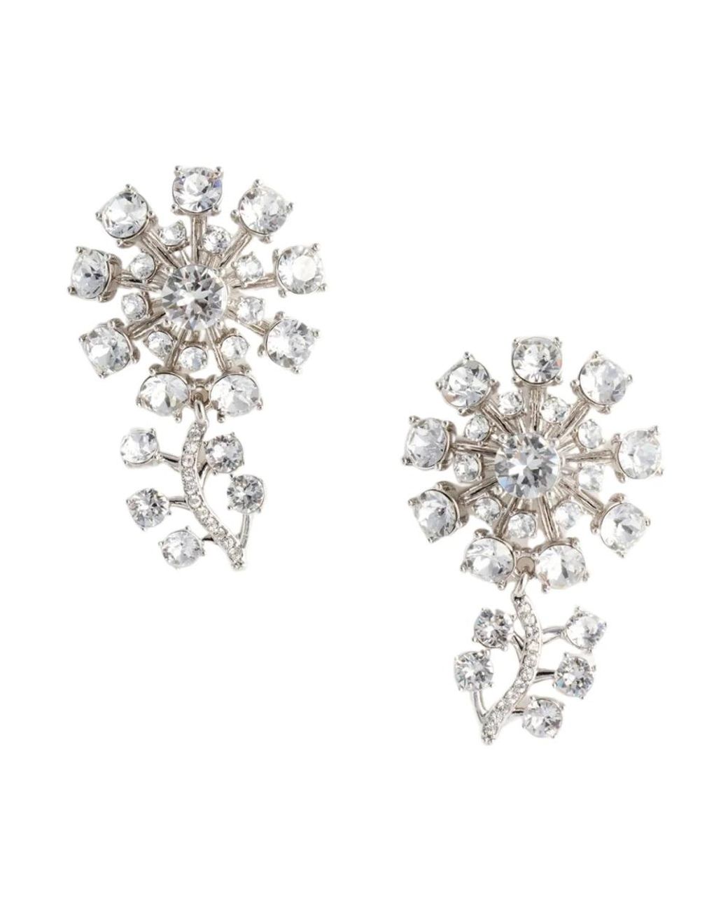 Self-Portrait Metallic Self Portrait Small Flower Crystal Earrings