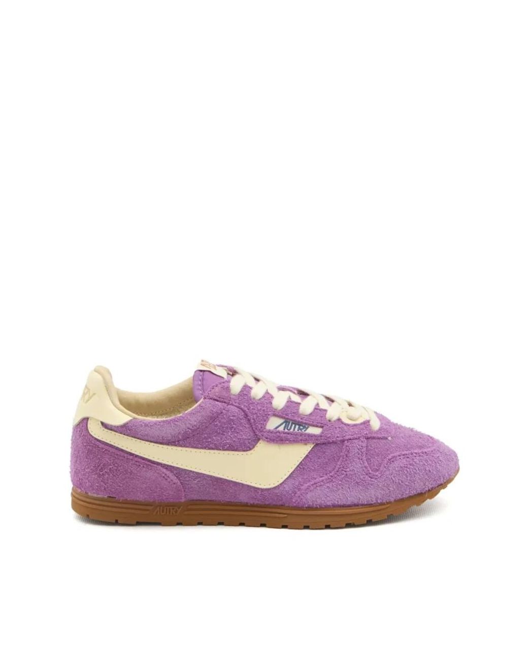 Autry Purple Windspin Low Suede Leather Sneakers