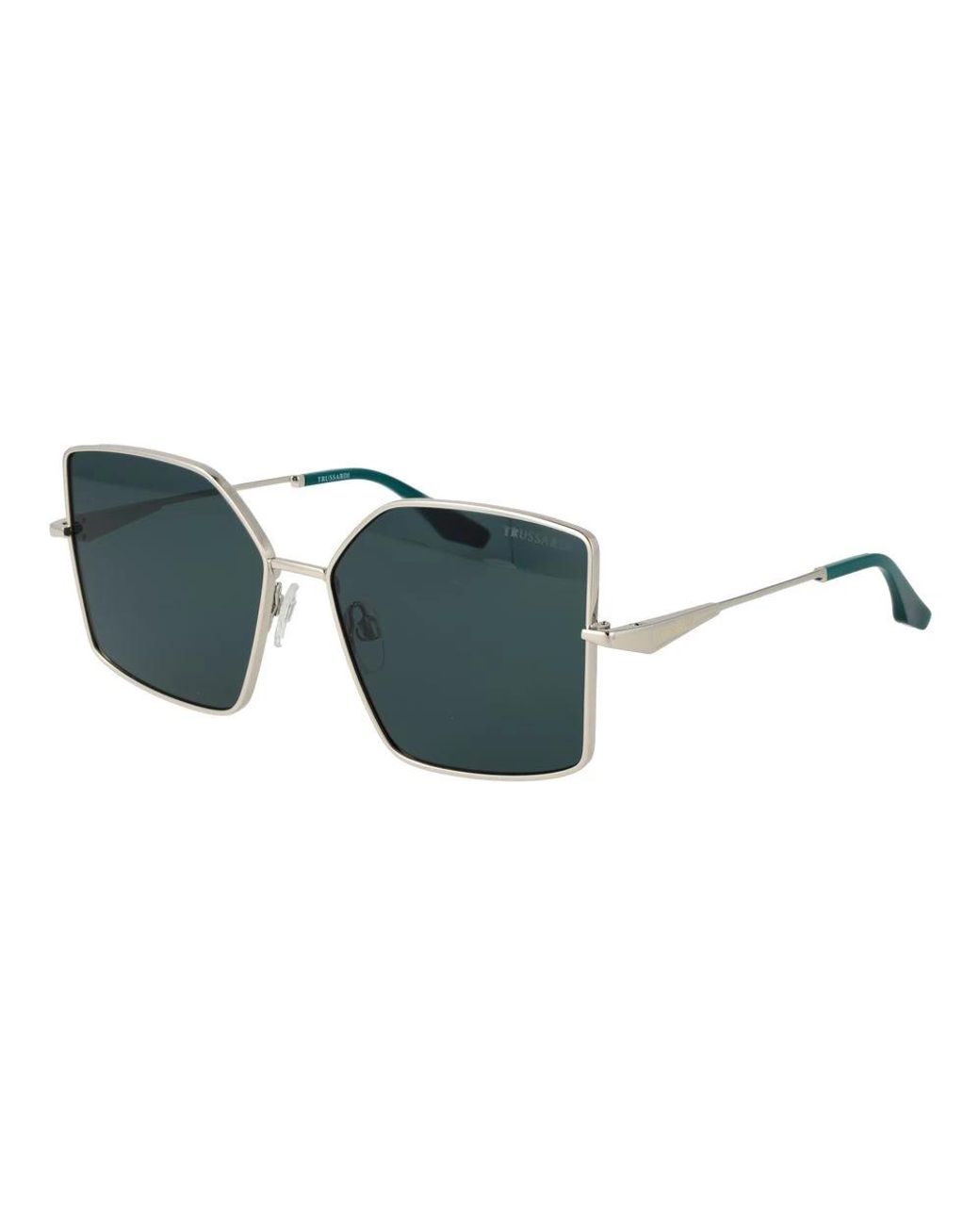 Trussardi Accessoires ,Grijs ,Metalen Zonnebril in het Blue