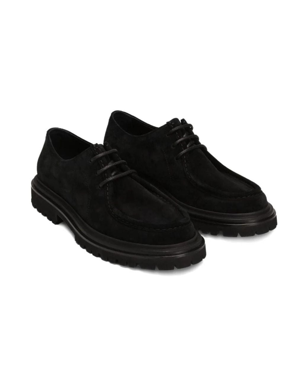 Dolce & Gabbana Black Dolce & Gabbana Suede Lace-Up Shoes for men