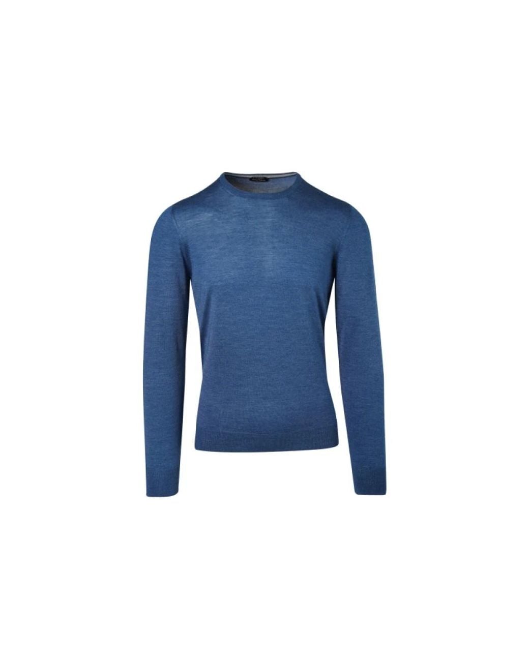 Barba Napoli Blue Round-Neck Knitwear for men