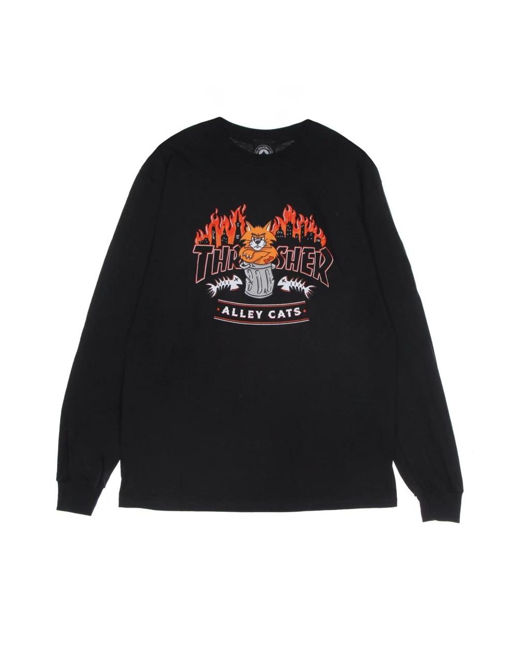 Thrasher Tops ,Zwart ,Katoen Zwarte Longsleeve Ronde Hals T-Shirt in het Black voor heren