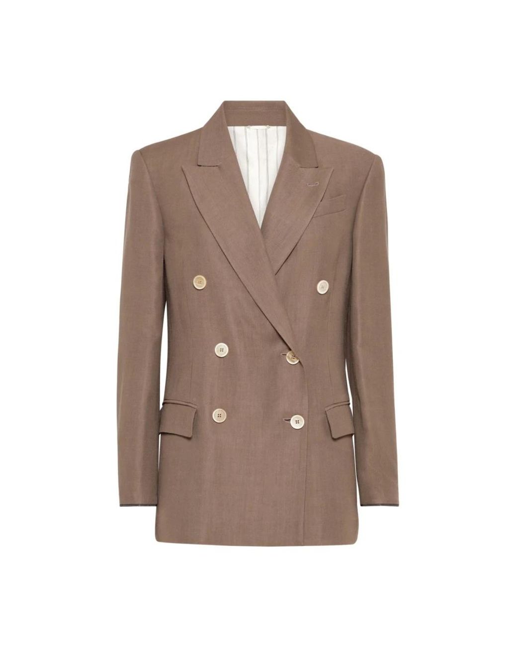 Brunello Cucinelli Twill Blazer Met Monili Detail in het Brown