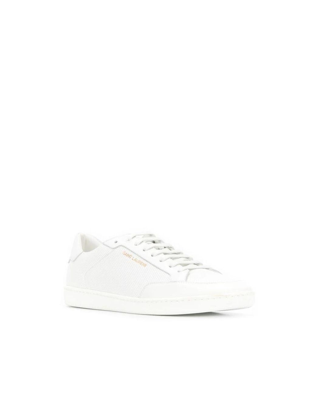 Saint Laurent Schoenen ,Wit ,Witte Leren Geperforeerde Lage Sneakers in het White voor heren