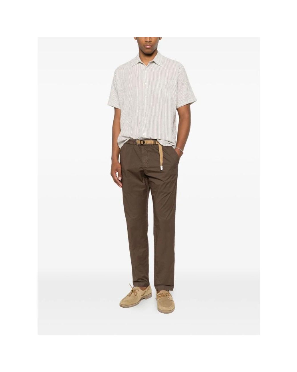 White Sand Brown Slim-Fit Trousers for men